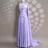 Luxury Purple Chiffon Crystal and Sequined A line Prom Dress Evening Dresses Modern Ribbons HZ0311
