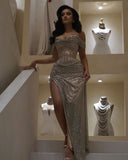 Glamorous Off the Shoulder Sweetheart Pleated Prom Dress with Split For Teens HZ0311