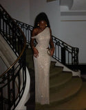 Sparkly Mermaid One Shoulder Long Prom Dresses Formal Evening Gowns HZ0311