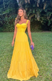 Modest A line Yellow prom dresses, evening dresses,party dresses,sexy formal dresses HZ0311