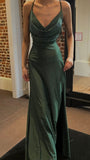 Aesthetic Mermaid Halter Green Beaded Satin Long formal dresses Evening Prom Dresses HZ0311