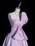 Ball Gown Strapless Lilac Satin Sleeveless With Bow-knot Women's Dress Long Quinceanera Dresses Sweet 16 Quince Dress HZ0311