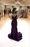 Aesthetic Mermaid Spaghetti Straps Grape Sequins Long Formal Dresses Evening Prom Dress HZ0311