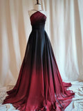 Hand Painted Ombre Dress. Colorful Prom Dress Long Halter Chiffon Formal Dresses for Women HZ0311