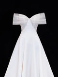 Wedding Gowns Dresses Elegant Modest for Bride Ball Gown Off The Shoulder With Short Sleeves Satin Petite/Plus Size Bridal Gowns For Women's HZ0311