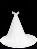 Wedding Gowns Dresses Elegant Modest for Bride Ball Gown Off The Shoulder With Short Sleeves Satin Petite/Plus Size Bridal Gowns For Women's HZ0311