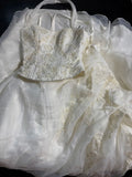 Wedding Dresses Strapless Drop Waist 1950s 1940s 2 Pieces Ball Gown Halter Tulle With Appliques White Petite/Plus Size Bridal Gown For Women HZ0311