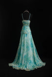 Vintage Prom Dresses 90s Formal Mermaid Halter Blue Chiffon Floral With Beadings Long Party Gowns Prom Dresses HZ0311