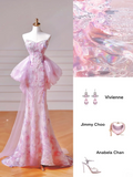 Modest Prom Dresses Aesthetic Mermaid Sweetheart Pink Floral Corset Fitted Impress Long Party Formal Gown For Teens High Schools Girls HZ0311