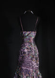 Vintage 90s Prom Dresses Women Mermaid Spaghetti Straps Dusty Grape Taffeta Long Formal Dance Evening Party Gowns HZ0311