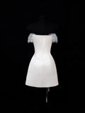 Aesthetic A Line Short Party Dress White 16th Birthday Dress Homecoming Dresses Cocktail Outfits HZ0311