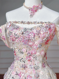 Beautiful Ball Gown Strapless White Sequins Long Formal Fancy With Beaded Prom Evening Dress Dinner Outfits Party Gowns For Teens HZ0311