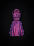 Cute Ball Gown Halter Grape Taffeta With Beads Short 18th Birthday Dress Homecoming Dresses Cocktail Gown HZ0311