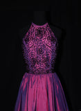 Cute Ball Gown Halter Grape Taffeta With Beads Short 18th Birthday Dress Homecoming Dresses Cocktail Gown HZ0311