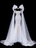 Timeless Wedding Gowns Dresses Romantic Mermaid Spaghetti Strap for Bride Tulle With Silver Beadings White Petite/Plus Size Bridal Gown For Women HZ0311