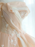 Unique Ball Gown Off The Shoulder Blush Pink Beadings Long Quinceanera Dresses Sweet 15 16 Birthday Gown HZ0311