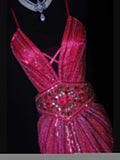 Shinning Mermaid Spaghetti Straps Hot Pink Backless Beaded Bodice Long Prom Dresses Impress 18th Birthday Outfits Prom Gown HZ0311
