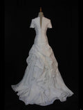 Princess Women's Ball Gown Sweetheart With Short Sleeves White Taffeta Sweep Train Wedding Dresses HZ0311