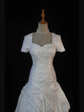 Princess Women's Ball Gown Sweetheart With Short Sleeves White Taffeta Sweep Train Wedding Dresses HZ0311