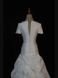 Princess Women's Ball Gown Sweetheart With Short Sleeves White Taffeta Sweep Train Wedding Dresses HZ0311