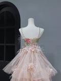 Cute Prom Dresses Aesthetic A Line Halter Sequin Pink Floral Inspiration Style Impress Corset Fitted Long Party Formal Gown HZ0311