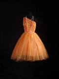 Cute Ball Gown One Shoulder Orange Tulle Short 16th Birthday Dress Homecoming Dresses Cocktail Gown HZ0311