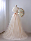 Classy Ball Gown Off The Shoulder Tulle Prom Dresses Long Party Dress Evening Outfits Graduation Dress HZ0311