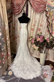 Retro Mermaid Sweetheart Lace 70s White Fitted Long Wedding Dress Bride Gown Brides Dresses HZ0311