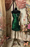 Sexy Sheath Sweetheart Dark Green Satin Short 16th Birthday Dress Homecoming Dresses Cocktail Gown HZ0311