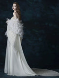 Sexy Mermaid Sweetheart With Silver Beads Gem Long Summer Bride Dress Long Bride Dress Classy Wedding Dresses HZ0311