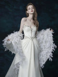 Sexy Mermaid Sweetheart With Silver Beads Gem Long Summer Bride Dress Long Bride Dress Classy Wedding Dresses HZ0311