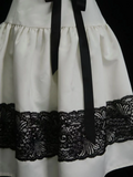 Cute Ball Gown Strapless White Satin With Black Lace Short 18th Birthday Dress Homecoming Dresses Cocktail Gown HZ0311