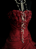 Ball Gown Strapless Burgundy Sleeveless With Applique Women's Dress Satin Long Quinceanera Dresses Sweet 16 Birthday Quince Dress Outfits HZ0311