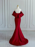 Modest Mermaid Off The Shoulder Red Prom Dresses Long Party Dress 21st Birthday Outfits Graduation Dress HZ0311