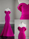 Modest Mermaid Off The Shoulder Hot Pink Prom Dresses Long Party Dress 21st Birthday Outfits Graduation Dress HZ0311
