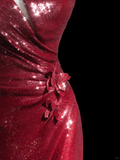 Sparkle Mermaid One Shoulder Burgundy Sequin Long Prom Dresses Impress 18th Birthday Outfits Prom Gown HZ0311