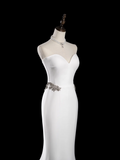 Timeless Mermaid Sweetheart Sleeveless Satin Fitted Long Wedding Dress Bride Gown Wedding Dresses HZ0311