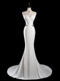 Timeless Mermaid Sweetheart Sleeveless Satin Fitted Long Wedding Dress Bride Gown Wedding Dresses HZ0311