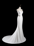 Timeless Mermaid Sweetheart Sleeveless Satin Fitted Long Wedding Dress Bride Gown Wedding Dresses HZ0311