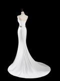 Timeless Mermaid Sweetheart Sleeveless Satin Fitted Long Wedding Dress Bride Gown Wedding Dresses HZ0311
