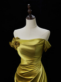 Elegant Mermaid Off The Shoulder Satin Green Long Prom Dresses Impress 18th Birthday Outfits Prom Gown HZ0311