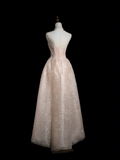Retro Ball Gown Strapless Light Pink Sequin Long Prom Dresses Impress 18th Birthday Outfits Prom Gown HZ0311