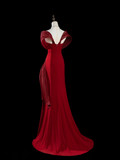 Retro Mermaid Off The Shoulder Burgundy Satin Long Prom Dresses Impress 18th Birthday Outfits Prom Gown HZ0311