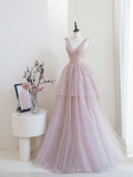 Shinning Ball Gown Deep V Neck Pink Sequin Long Prom Dresses Impress 19th Birthday Outfits Prom Gown HZ0311