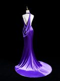 Modest Mermaid Scoop Neck Grape Silk Satin Long Prom Dresses Impress 19th Birthday Outfits Prom Gown HZ0311