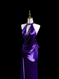 Modest Mermaid Scoop Neck Grape Silk Satin Long Prom Dresses Impress 19th Birthday Outfits Prom Gown HZ0311