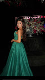 Timeless Ball Gown Strapless Green Satin Prom Dresses With Beads Long for Women Formal Evening Gown HZ0311