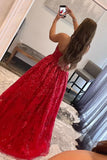 A line Royal Blue Sequined Lace Long Prom Dress with Pockets Formal Evening Gowns HZ0311