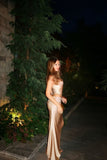 Aesthetic Mermaid 2 Pieces Champagne Satin Long formal dresses Evening Prom Dresses HZ0311