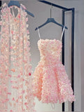 Cute Ball Gown Strapless Pink Tulle Floral Short 18th Birthday Dress Homecoming Dresses Cocktail Gown HZ0311